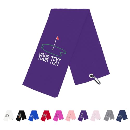 NGTSFLY Lustiges Golf Handtuch, Personalisierte Bestickte Golfhandtücher für Golftaschen mit Clip, Golfgeschenk für Männer Frauen, Leicht zu Reinigendes Golfzubehör, 40 x 60 cm (Lila) von NGTSFLY