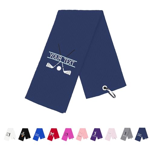 NGTSFLY Lustiges Golf Handtuch, Personalisierte Bestickte Golfhandtücher für Golftaschen mit Clip, Golfgeschenk für Männer Frauen, Leicht zu Reinigendes Golfzubehör, 40 x 60 cm (Navy blau) von NGTSFLY