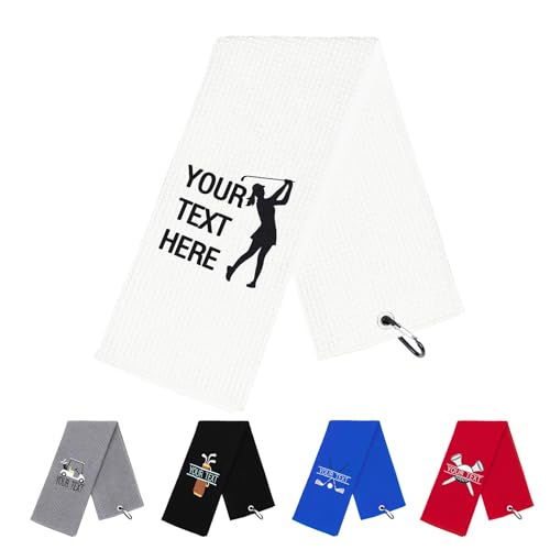 NGTSFLY Lustiges Golf Handtuch, Personalisierte Bestickte Golfhandtücher für Golftaschen mit Clip, Golfgeschenk für Männer Frauen, Leicht zu Reinigendes Golfzubehör, 40 x 60 cm (Weiß) von NGTSFLY