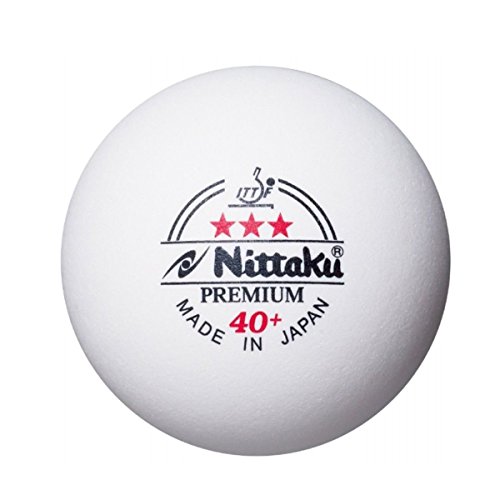 NITTAKU Tischtennisbälle Plastikball Premium 3 Stern Weiss 40+ ITTF, 12 Stücke, original und neu von NITTAKU
