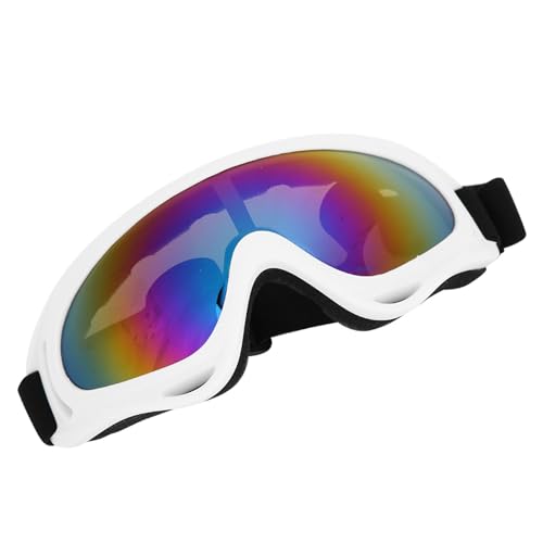 NIZUUONE Unisex PC Winddichte Skibrille Motorrad Outdoor Sport Radfahren Brille Weiß Hellblau Rot für Erwachsene (Farbfilm mit weißem Rahmen) von NIZUUONE