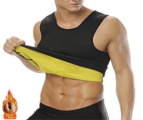 NOVECASA Sauna T-Shirts Hemd Kurze Ärmel Männer Neopren Body Shaper Sport Schweiß Fett zu verbrennen Bauch Abnehmen Fitnessstudio Fitness (4XL, Weste) von NOVECASA