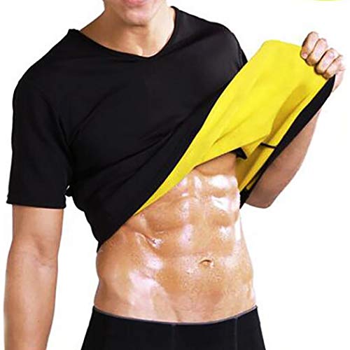 NOVECASA Sauna T-Shirts Hemd Kurze Ärmel Männer Neopren Body Shaper Sport Schweiß Fett zu verbrennen Bauch Abnehmen Fitnessstudio Fitness (T-Shirts, 3XL) von NOVECASA