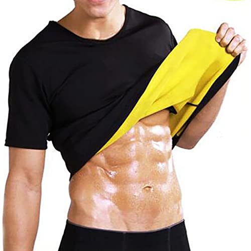 NOVECASA Sauna T-Shirts Herren Neopren Größe Erhöht für Europa Hemd Kurze Ärmel Männer Sport Schweiß Fett zu verbrennen Bauch Abnehmen Muskulös (M, T-Shirts) von NOVECASA