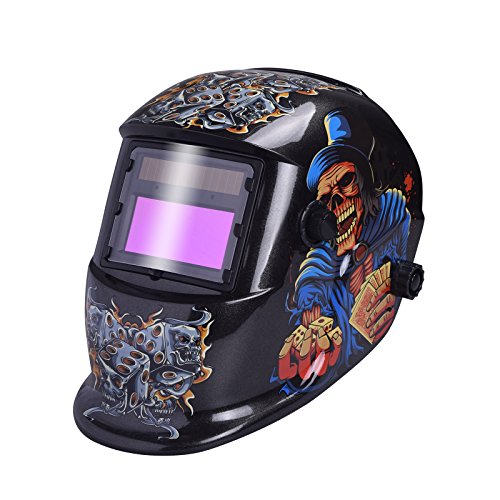 Nuzamas Solarbetriebene, automatische Verdunkelung Schweißhelm Maske Schweißschutz für Arc Tig MIG Schleifen, Plasmaschneiden mit verstellbarem Farbbereich DIN4/9-13 UV/IV-Schutz DIN16 Würfel von NUZAMAS