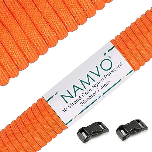 Namvo Paracord 10 Stränge Outdoor Nylon Fallschirmschnur Seil 30 m (Orange) von Namvo