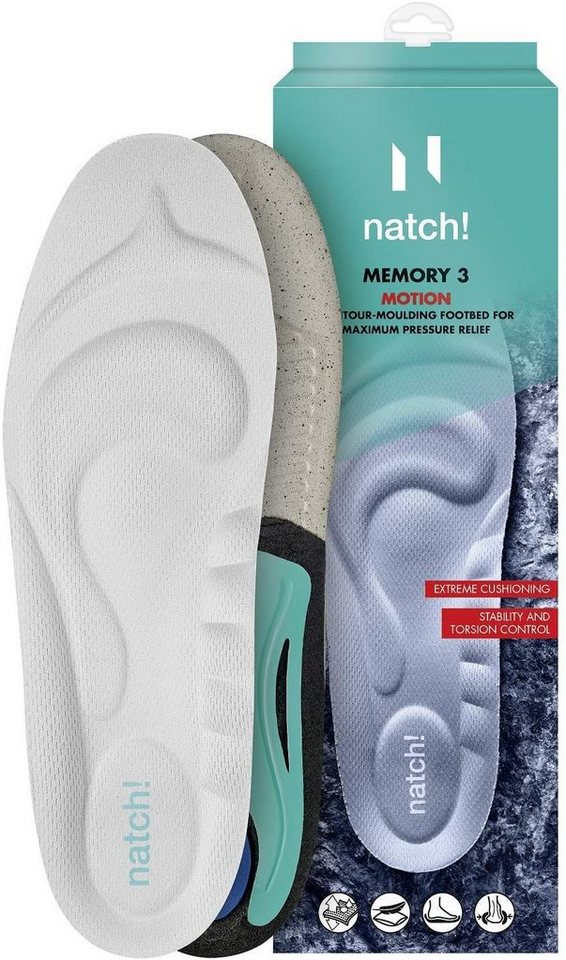 Natch! Fußbetteinlage MEMORY 3 - anatomisch geformtes, extrem leichtes Fußbett mit supersoftem Memory-Support-Schaum für Sport-, Wander- und Freizeitschuhe von Natch!