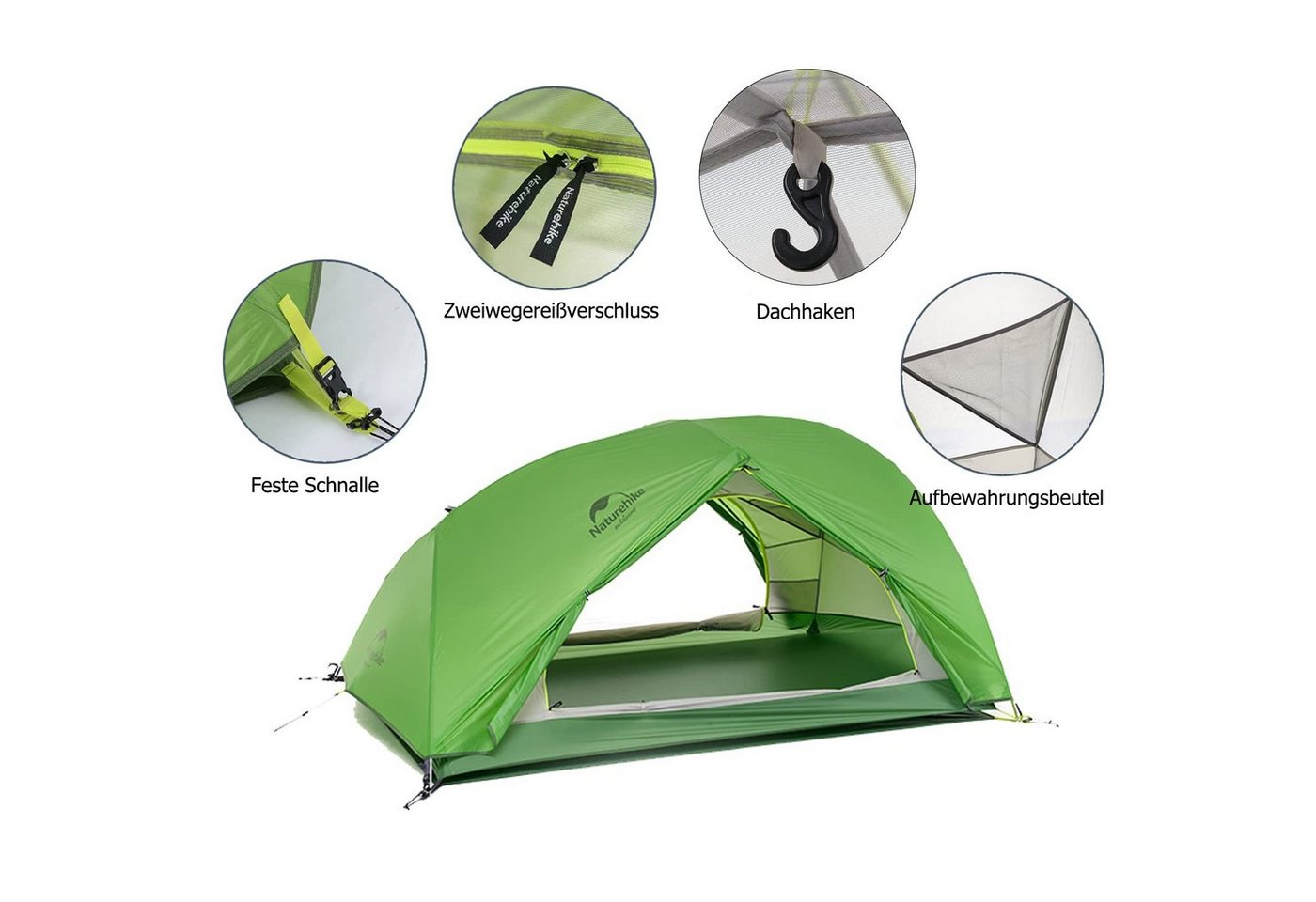 Naturehike Kuppelzelt Wasserdicht Ultraleichtes Zelt für Camping Rucksackreisen und Klettern, Personen: 2, 210 x 85 x 95 cm von Naturehike