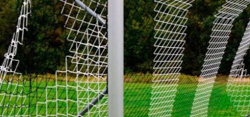 Fußball Tornetz für Großfeldtor - 2-farbig Gestreift - 3 mm - EXTRA STARK (schwarz/weiß) von Netsportique
