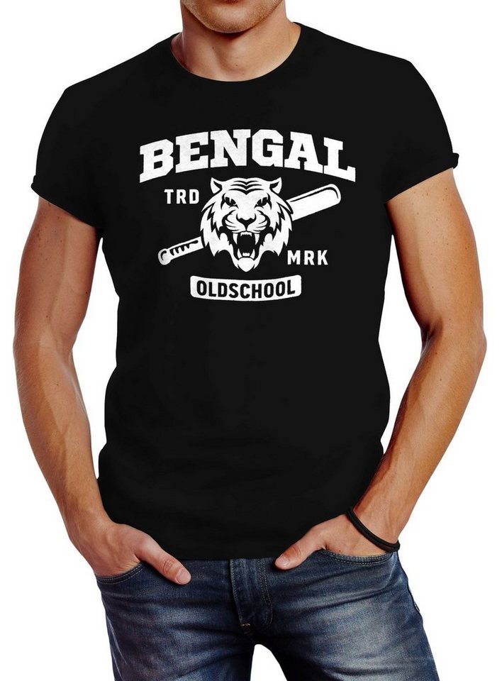 Neverless Print-Shirt Herren T-Shirt Bengal Tiger Baseball Sport USA Fashion Streetstyle Neverless® mit Print von Neverless