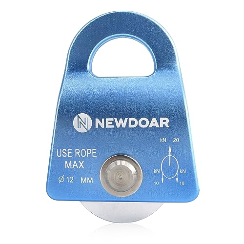 NewDoar 20KN Mikro Seilrolle Umlenkrolle zum Klettern, Rettungsheben und zur Anhängerkupplung Riemenscheiben(B Stil Blau 1 Stück) von NewDoar