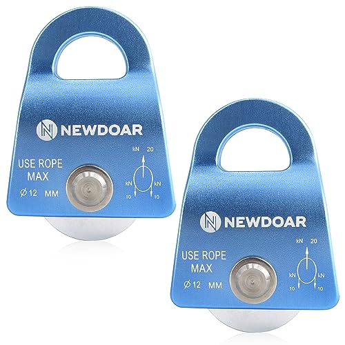 NewDoar 20KN Mikro Seilrolle Umlenkrolle zum Klettern, Rettungsheben und zur Anhängerkupplung Riemenscheiben(B Stil Blau 2St) von NewDoar