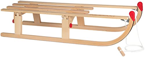 Nijdam Faltbarer Holz Rodel Schlitten 110x35x9cm bis 90kg von Nijdam