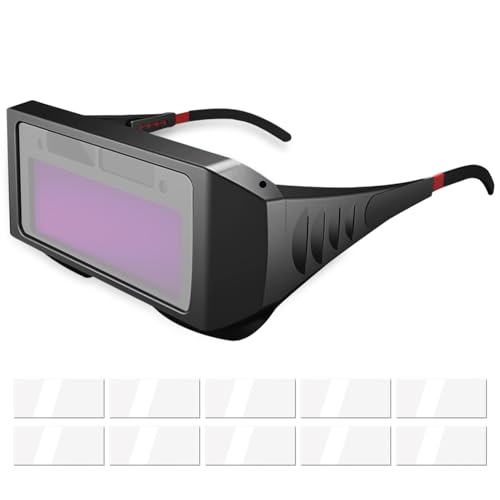 Nizirioo Schweißbrille Einstellbare Schweißeraugenbrille Schweißerbrille: Solarbetriebene Schweißerbrille mit automatischer Verdunkelung, Schweißgläse Blendschutz Profi für Elektrisches Schweißen von Nizirioo
