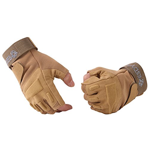 Noga Fingerlose Militärhandschuhe für Airsoft Jagd Reiten Spiel Outdoor Sport Handschuhe Sand Farbe (M) von NoGa