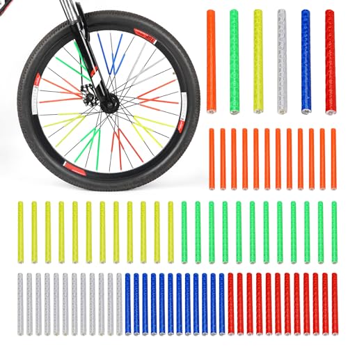 NyxSeat 72 Stück Fahrrad-Reflexstreifen, Fahrrad-Reflexstreifen-Set, Bunte Fahrradspeichen, reflektierende Streifen, wasserdichte Fahrradspeichen, geeignet für Fahrräder und Motorräder (75 x 5 mm). von NyxSeat