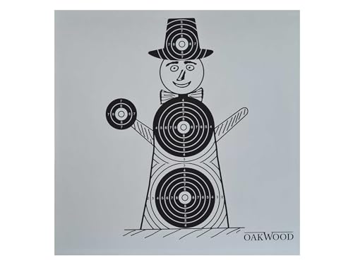 OAKWOOD Zielscheiben 14x14 oder 17x17 | Verschiedene Motive | Luftgewehr Pistole Softair Airsoft CO2 Schießscheibe für Kugelfang 50/100/150 Stück (17x17, Schneemann (100)) von OAKWOOD