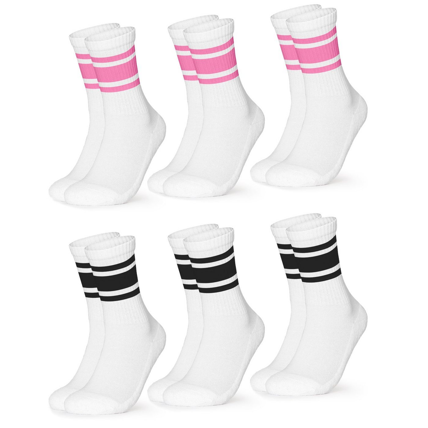 OCCULTO Sportsocken Damen Retro Tennis Socken 6er Pack (Modell: Steffi) (6-Paar) von OCCULTO