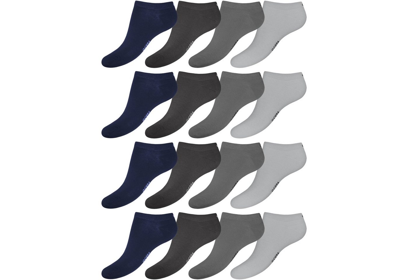 OCERA Sneakersocken 16 Paar Sneaker Socken im klassischem Grau-Mix 39/42 von OCERA