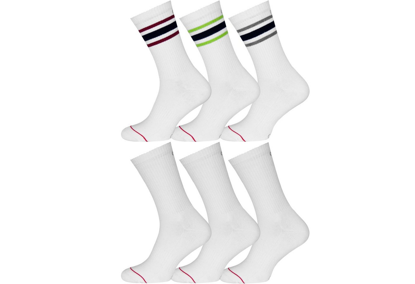 OCERA Tennissocken Retro Sport und Freizeit Socken Unisex mit Farbstreifen weiss 47-50 (6-Paar) von OCERA