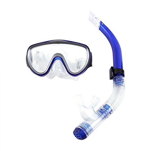 OKBY Taucherbrille mit Schnorchel - Adult PVC Tempered Glass Mask Silikon Mundstück Halbtrockener Atemschlauch zum Tauchen (4 Farben) von OKBY