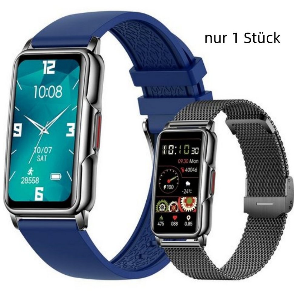 OKWISH Damen Herren Fitness Uhr Uhren Tracker Smart Watch Sportuhr Armbanduhr Smartwatch (1,47 Zoll) nur 1 Stück Fitnessuhr mit Anruferinnerung, 1-tlg., Austauschbare Armbänder, Touchscreen, für iOS/Android, mit Pulsmesser Schrittzähler Schlafmonitor Aktivitätstracker von OKWISH