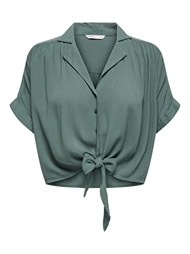 ONLY Damen Onlpaula Life S/S Tie Shirt WVN Noos Hemd Bluse, Balsam Green, S EU von ONLY
