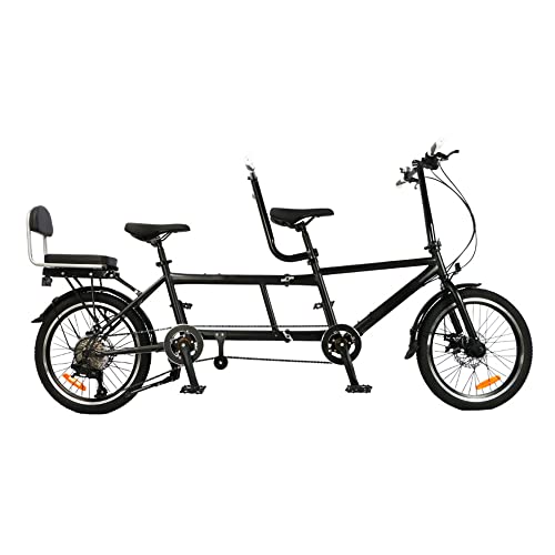 Tandem-Fahrrad, klassisches Tandem-Fahrrad für Erwachsene am Strand, zusammenklappbares Tandem-Fahrrad mit 50,8 cm (20 Zoll), Dreisitzer, 7 Gänge, verstellbar von ORYFWJ