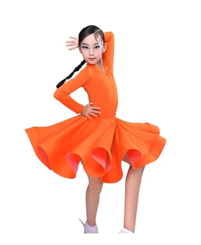 OTMYIGO Mädchen Latin Dance Kleid für Gesellschaftstanz Rumba Samba Wettbewerb Tanzkostüm Kind Karneval Jazz Dancewear,A3,130 von OTMYIGO