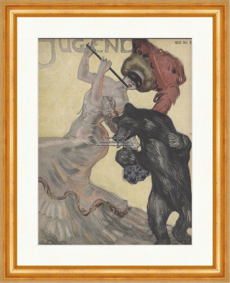 Kunstdruck Titelseite der Nummer 8 von 1905 Bär Flöte Frau Kleid Tanz Jugend 1845, (1 St) von OTTO