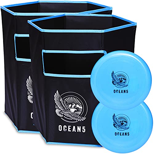 Ocean 5 Disc Jam, lustiges Outdoor Wurfspiel, Strandspiel und Gartenspiel für bis zu 4 Personen, Neuer mega Trend aus den USA, Outdoorspiel mit Wurfscheibe für Kinder, Teenager und Erwachsene von Ocean 5