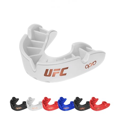 OPRO Bronze Level UFC-Sport-Mundschutz für Erwachsene und Kinder mit Hülle und Anpassungswerkzeug, Zahnschutz für UFC, Kampfsport, Boxen, BJJ (UFC - Weiß, Jugend) von Opro