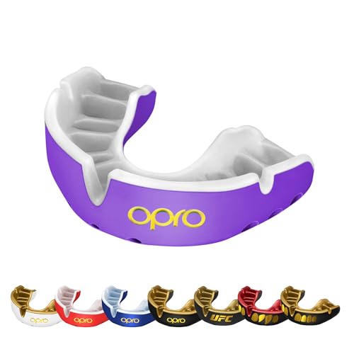 OPRO Gold Level Mundschutz für Erwachsene und Jugendliche, neues Anpassungswerkzeug für Boxen, Rugby, Hockey, Lacrosse (Violett, Erwachsene) von Opro