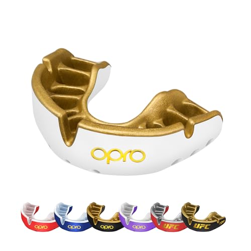OPRO Gold Level Mundschutz für Erwachsene und Jugendliche, neues Anpassungswerkzeug für Boxen, Rugby, Hockey, Lacrosse (Weiß, Jugend) von Opro