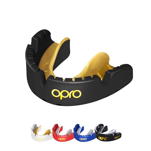 OPRO Gold Level Zahnspangen-Mundschutz, Sport-Mundschutz für Erwachsene, neues Anpassungswerkzeug für Boxen, Handball, Kampfsport, Hockey (Schwarz) von Opro