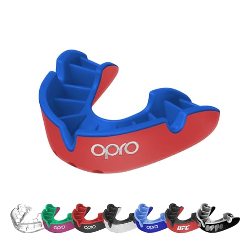 OPRO Silver Level Sport-Mundschutz für Erwachsene und Jugendliche, Zahnschutz mit neuem Anpassungswerkzeug für Hockey, Rugby, Boxen (Rot, Erwachsene) von Opro