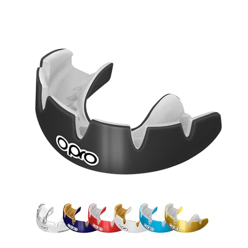 OPRO Instant Custom-Fit Zahnspangen-Mundschutz, Zahnarzt-Mundschutz mit revolutionärem Passformkäfig, ultimativem Komfort, Schutz und Passform, Zahnspangen-Zahnschutz für Rugby, Boxen, MMA (Schwarz) von Opro
