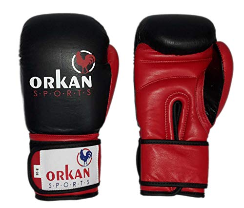 Orkansports Leder Boxhandschuhe Berlin-Style schwarz/rot 8oz von Orkansports