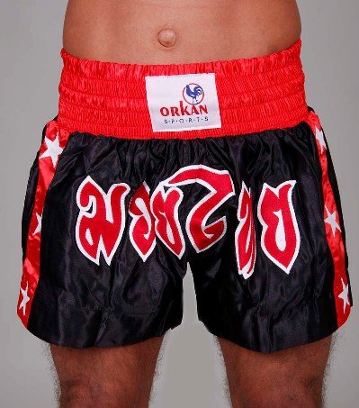 Orkansports Thaiboxhose Muay Thai Boxing Short Hose Kickboxen Shorts schwarz/rot Gr.M von Orkansports