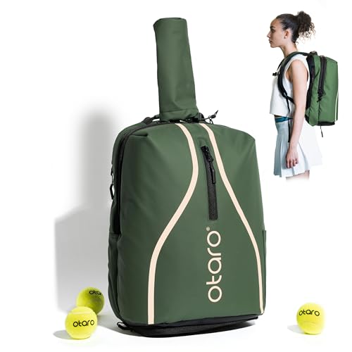 Otaro Tennisrucksack mit Schuhfach Premium (Classic 32L; PRO 42L) Innovative Raumaufteilung & Design | "Tennistasche für Hobby u. Profi Tennisspieler Damen Herren (Classic 32L, Grün) von Otaro