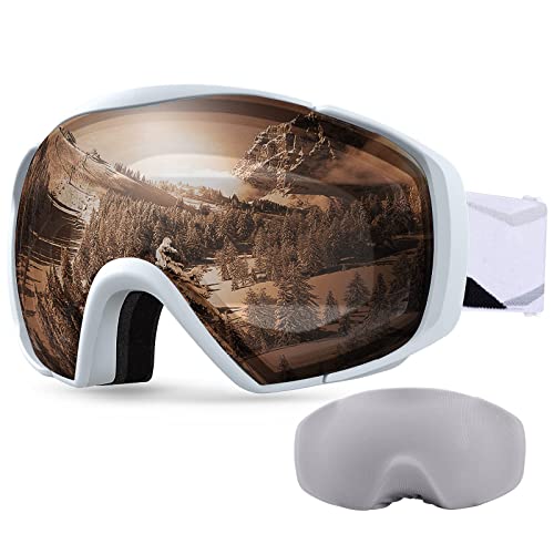 OutdoorMaster Unisex Premium Skibrille mit Schutzhülle, Snowboardbrille für Brillenträger, 100% UV-Schutz Schneebrille, Antibeschlag Skibrille für Damen Herren Jungen und Mädchen von OutdoorMaster