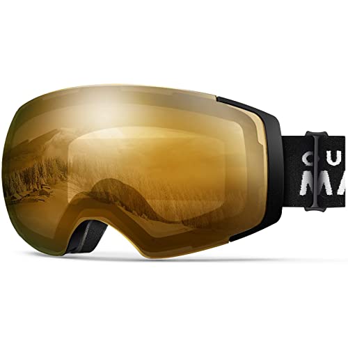OutdoorMaster Unisex Skibrille PRO Damen Herren mit wechselgläsern, 100% UV-Schutz Schneebrille Skibrille für brillenträger, Anti-Nebel Snowboard Brille Ski Goggles für Jungen und Mädchen von OutdoorMaster