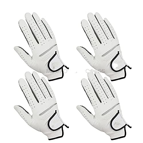 PACUM Golf Handschuh,Golf Gloves 4 stücke Leder Golfhandschuhe Sporthandschuhe für Golfspieler Herrenhandschuh Weiche atmungsaktive rutschfeste Design Männer (Color : 4PCS Right Hand, Size : ML 24) von PACUM