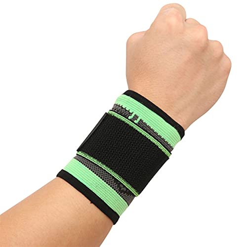 PACUM Handgelenk Bandagen,Handgelenk Bandagen Fitness 2 STÜCKE Weben Druckriemen Fitness Armband Gym Powerlifting Handgelenkstütze Brace Bandage Hand Wraps (Color : Green, Size : M) von PACUM