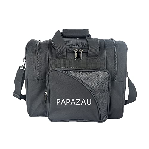 PAPAZAU Bowling-Tasche für Einzelball – Einzelball-Tragetasche mit gepolstertem Ballhalter – passend für ein einzelnes Paar Bowlingschuhe bis Herrengröße 4 (schwarz) von PAPAZAU