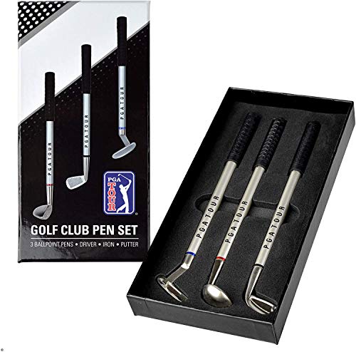 PGA TOUR Geschenkset Mit 3 Golfschläger-kugelschreiber, silber / blau, PGAT166 von PGA TOUR