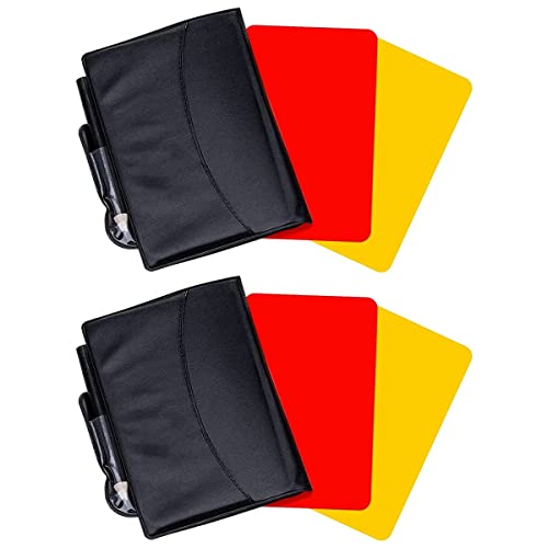 PHTOIT 2Er-Pack FußBall-Schiedsrichter-Karten-Sets, Rote und Gelbe Karten für Warn-Schiedsrichter mit WertungsböGen im Portemonnaie, Bleistift-FußBall-ZubehöR von PHTOIT