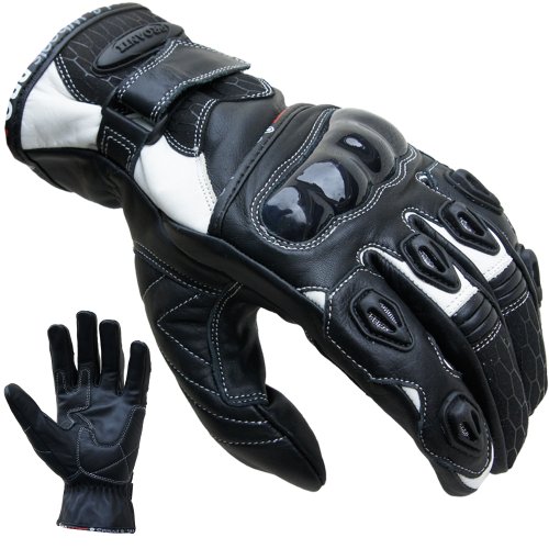 PROANTI Motorradhandschuhe Leder kurz Motorrad Handschuhe weiß - Größe XXL von PROANTI
