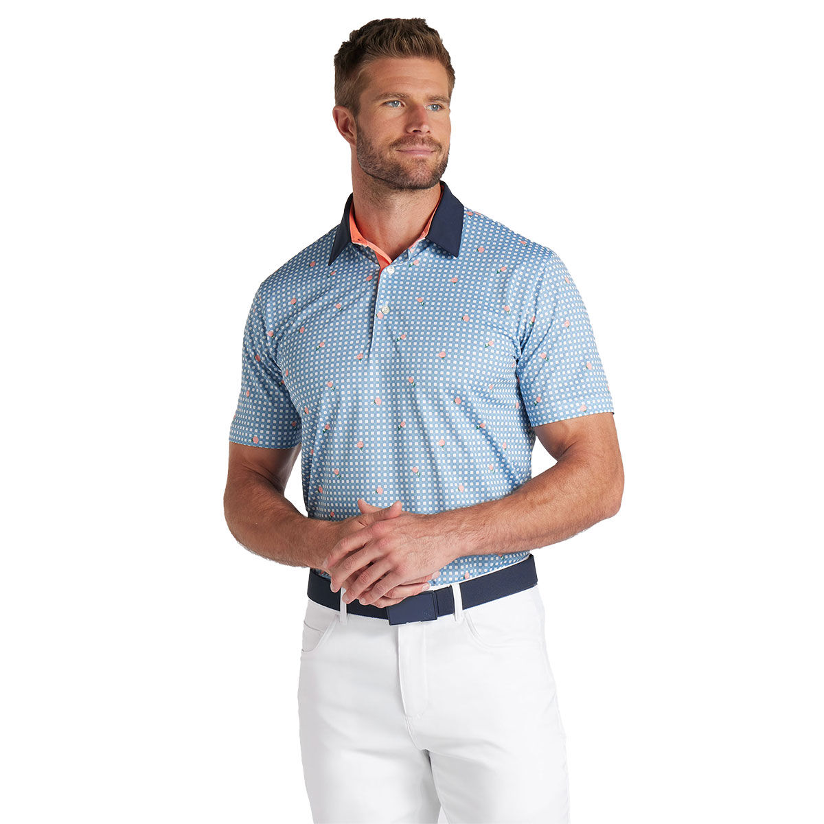 PUMA Men's Gingham Golf Polo Shirt, Mens, White glow/zen blue, Small | American Golf von PUMA Golf