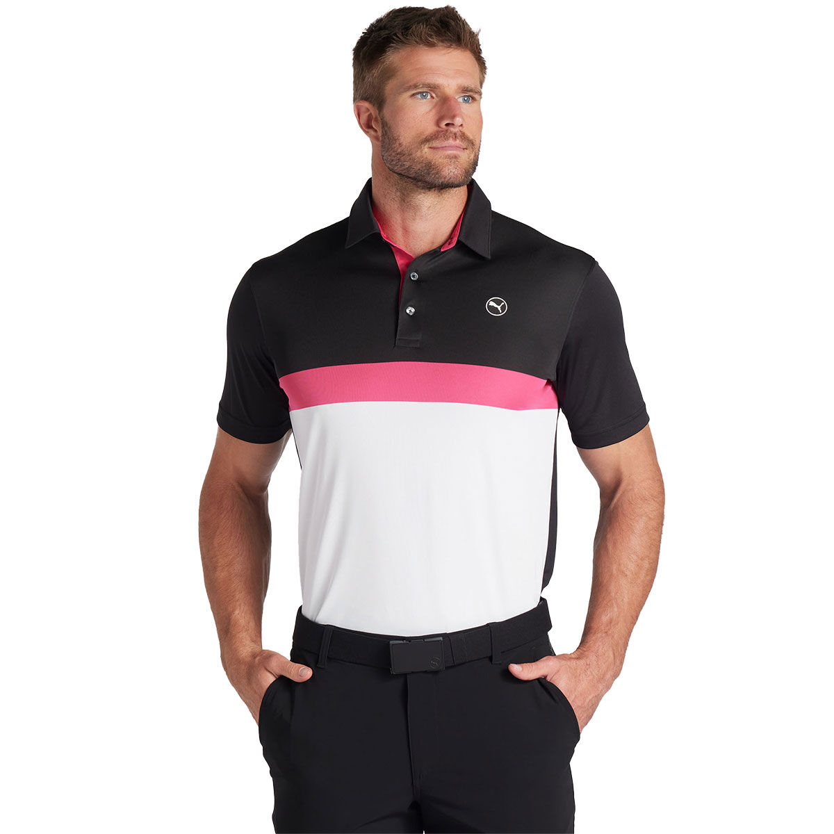 PUMA Men's Pure Colourblock Golf Polo Shirt, Mens, White glow/black, Xxl | American Golf von PUMA Golf